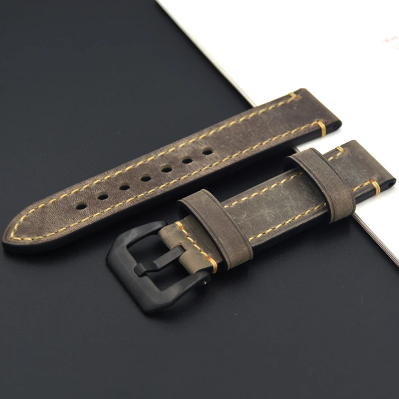 Visoka kakovost pravega usnja watch trak 20 mm 22 mm 24 mm 26 mm Watchband siva z Strap Moški Retro Pazi, pazi dodatki