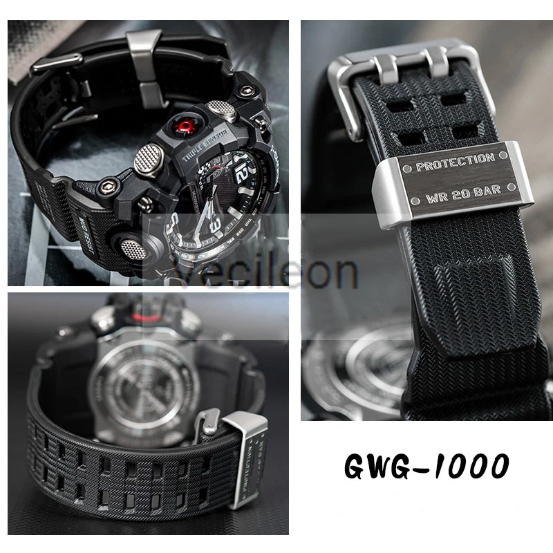 Visoka Raven Silikonske Smole Watchband za GWG-1000 Moški Šport Nepremočljiva GWG1000 Črno Rdeče Armade Zelena Smolo Trak Z Orodji,