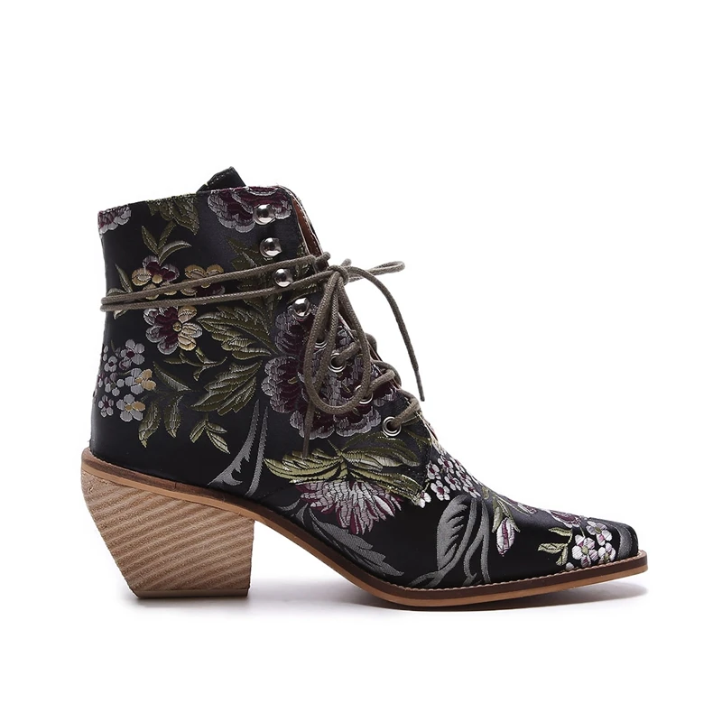 Visoke pete, škornji brezplačna dostava za ženske čevlje, pozimi 2018 Nove ženska vezene čevlji botines mujer botte femme bottine Cvet