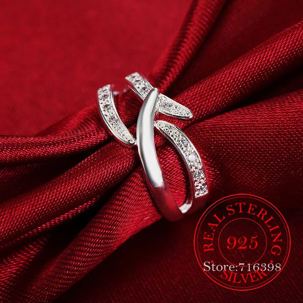 Visoko kakovost Pravi 925 Sterling Silver Obroči za Ženske Ženski Ustvarjalne Cz Kristalno Infinity Obroč Bague Argent 925 Anillos Mujer