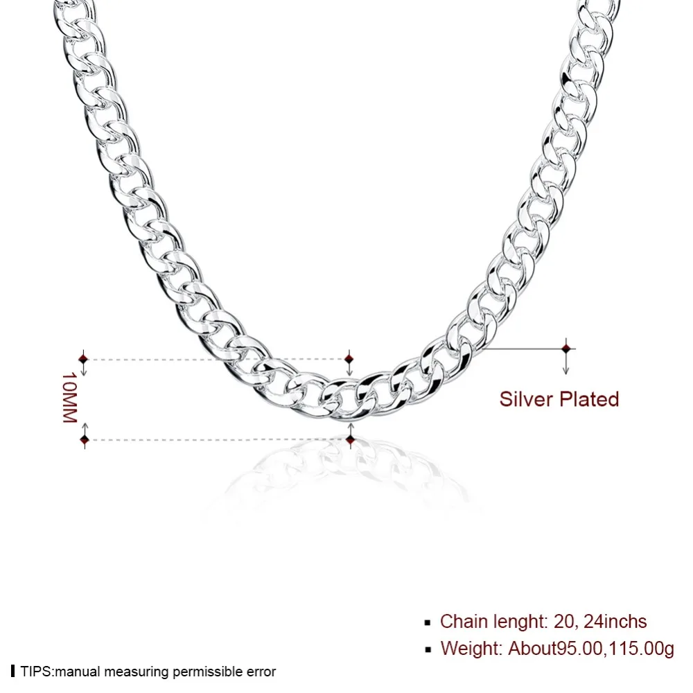 Visoko Kakovostnih Klasičnih 10 MM Moških Ogrlica 925 Srebro Figaro Verige Za Moške Ogrlice 50 cm/60 cm
