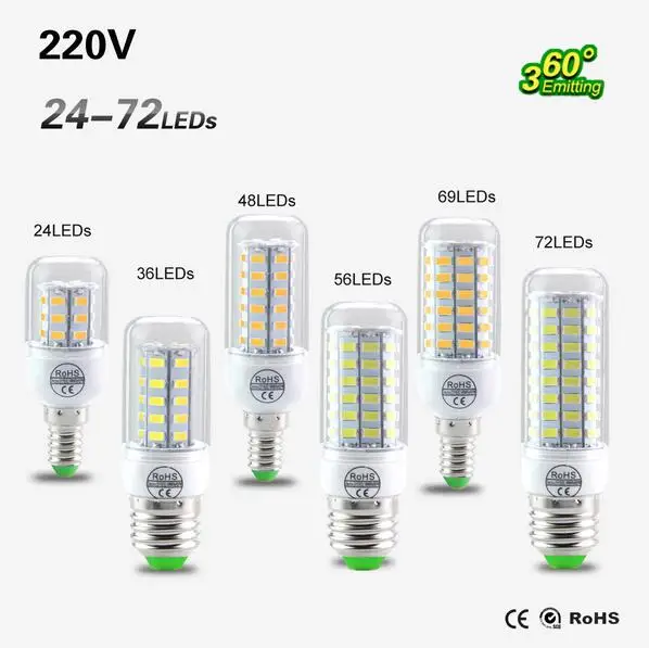 Visoko Napajanje 220v 240v LED Svetilka, koruza, bučke Pozornosti SMD 5730 lampada E27 led E14 G9 lamparas 9W 12W 15W 18W 20W Toplo Hladno bela