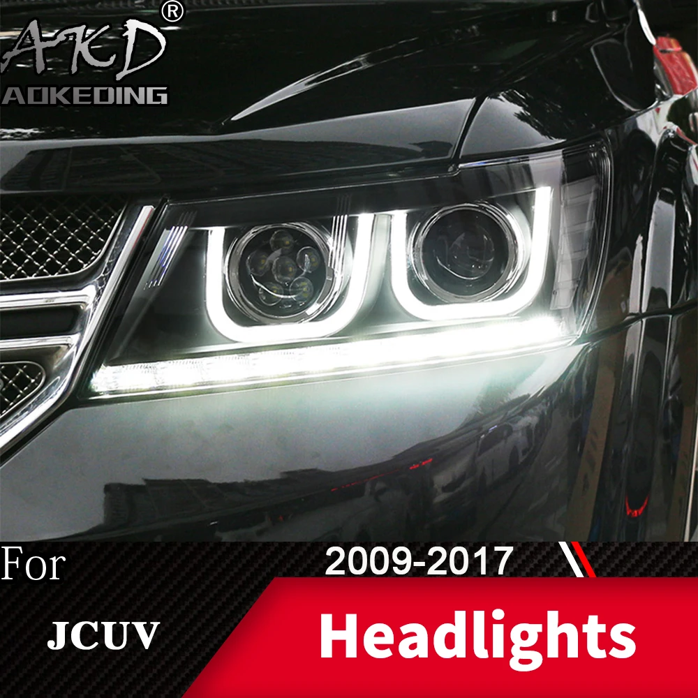 Vodja Svetilka Za Avto Dodge JCUV 2009-2017 Potovanje Žarometi meglenki Dan Teče Luči DRL H7 LED Bi Xenon Žarnica Avto Opremo