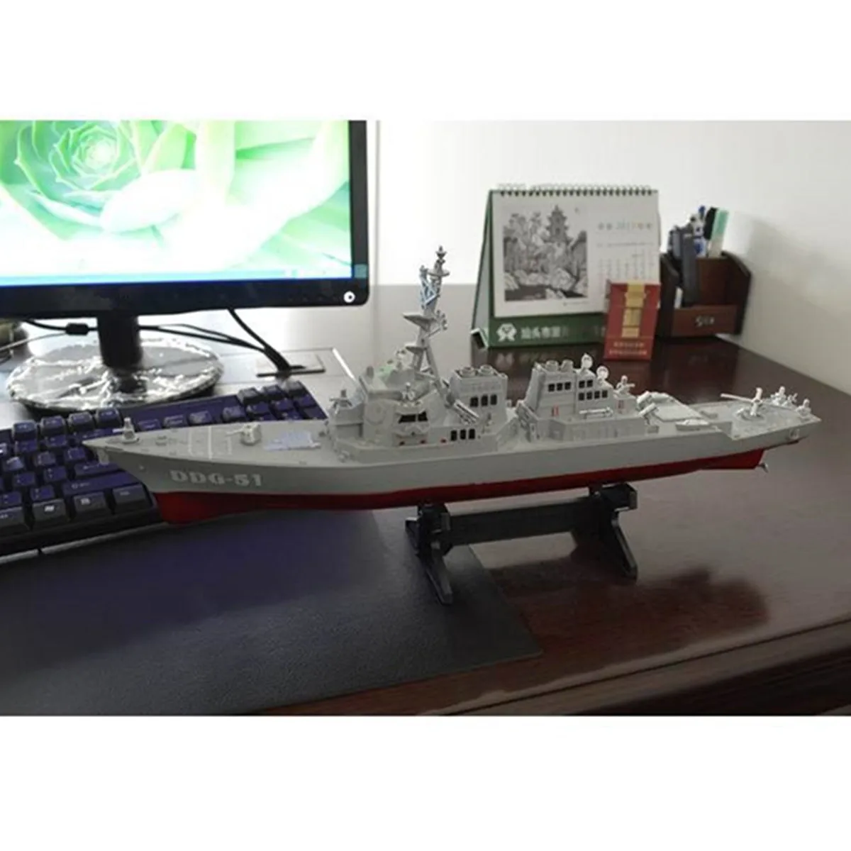 Vojska Vodeni Projektil Ladjo Rušilec Model Statičnega Igrače z Zaslonom Stojalo Ladje Model DIY Izobraževalne Igrače, Hobiji Otrok Darilo