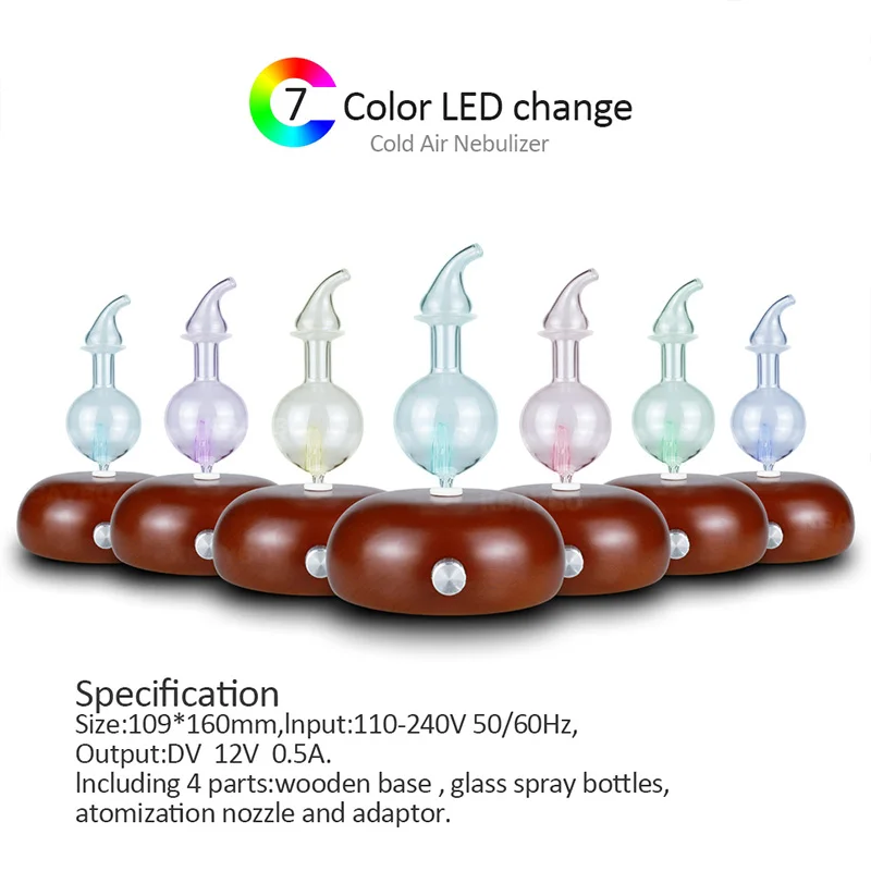 Vonj Zraka Čistilec Lesa in Stekla, Aromaterapija Difuzor Eterično Olje Difuzor Megle Maker Fogger S 7 Barv LED Luči