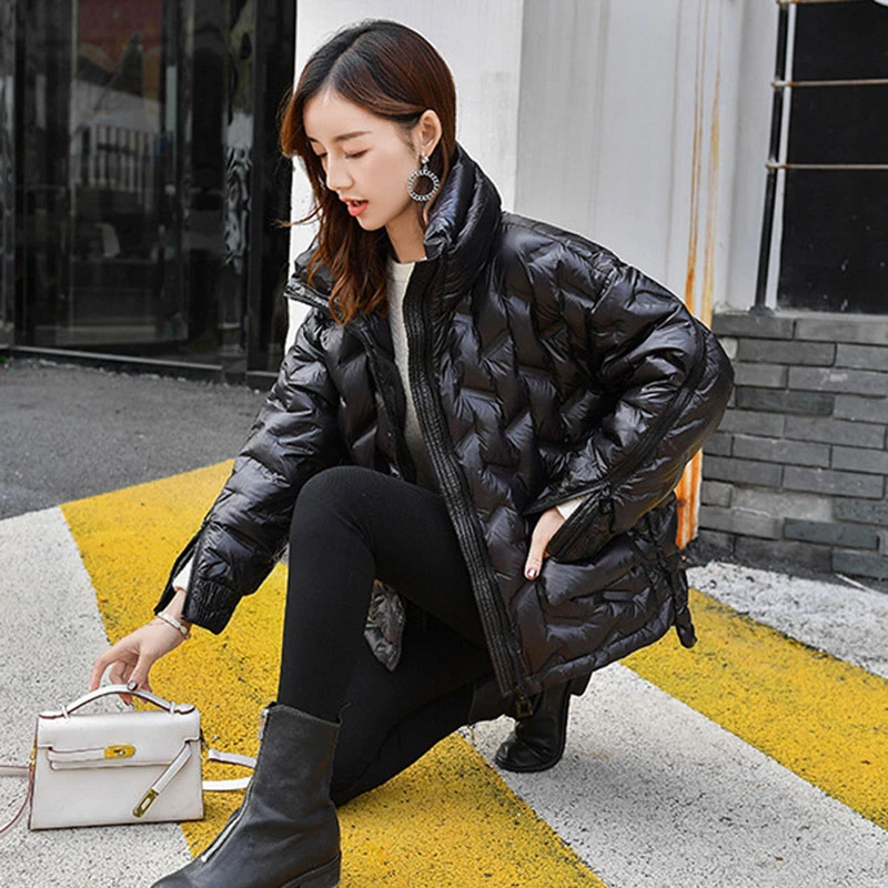 VOOCIEC Nov Zimski modni Ultra Lahka 90% pozimi navzdol jakno Potrditev Ženski korejski debel toplo kratek Zippere svoboden puhovka