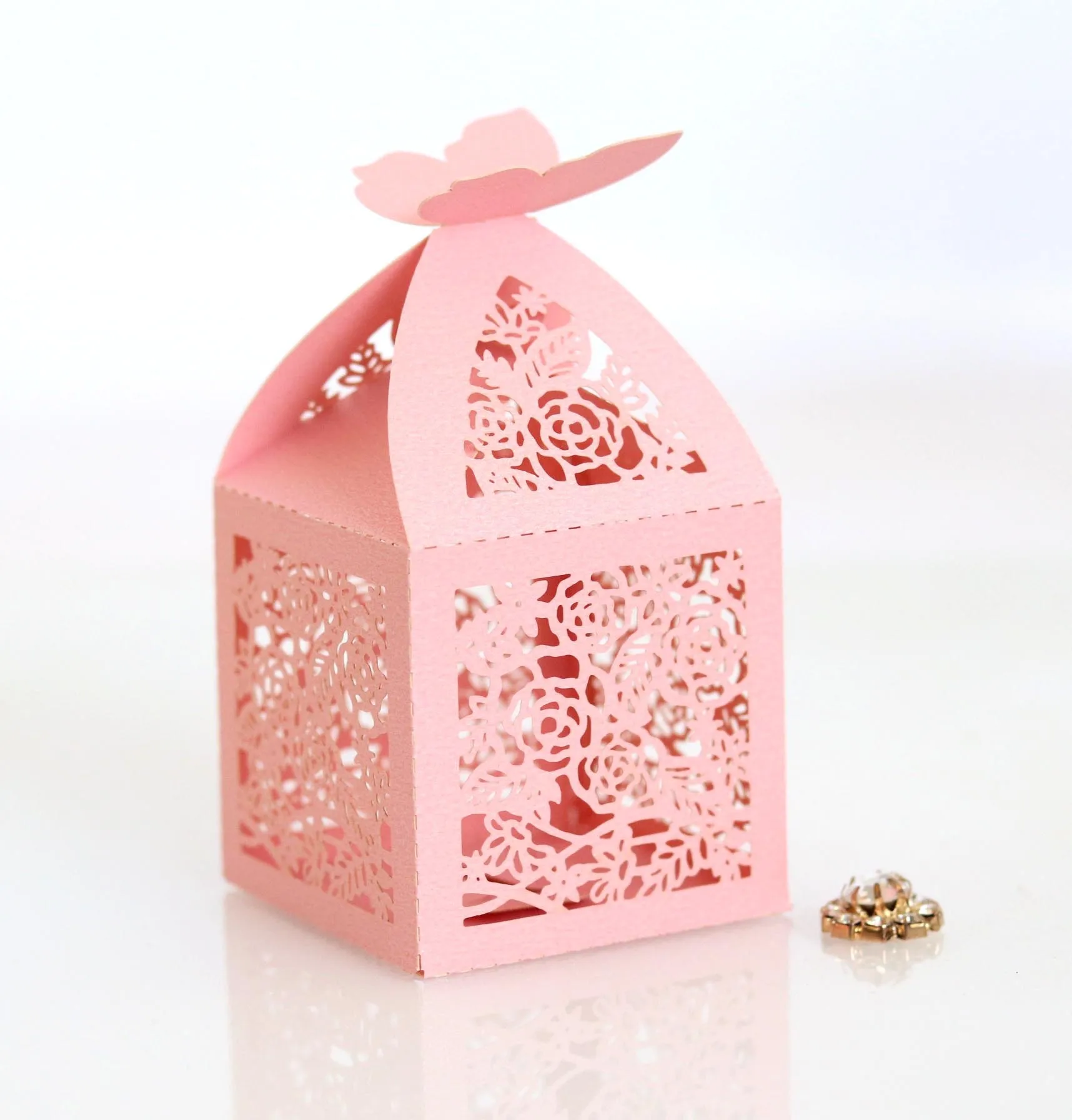 Votlo Die-Cut Metulj Bukle Korist Škatle Za Poročni Bonbone, Škatle Za Poročno Darilo Škatle Votlih Rose Čokolada Polje