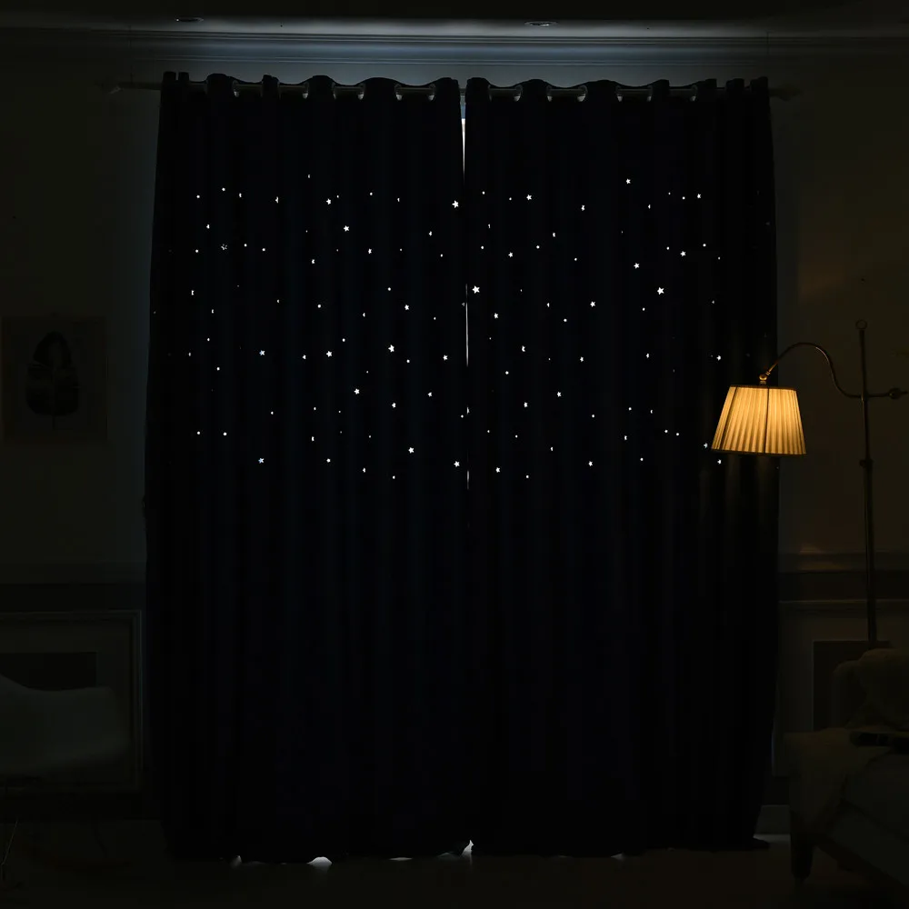 Votlo Star Blackout Zavese za Otroke Spalnica Moda Debele Poliester Tkanine Imitacije Konoplje Barva Hotel Dnevna Soba Zavesa