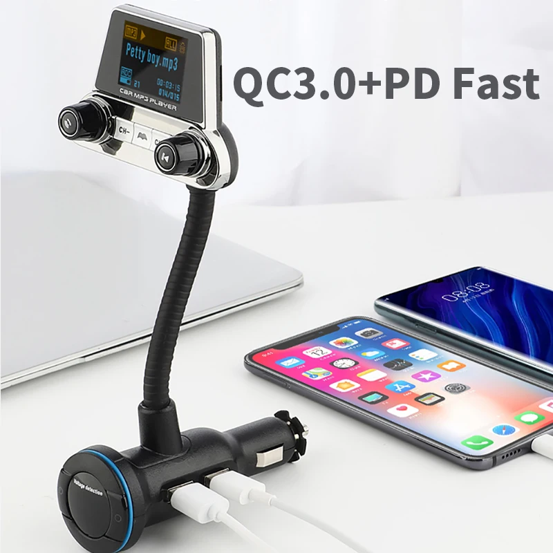 VR robot Bluetooth, FM Oddajnik Wireless V avtu Aux Avto MP3 Player Prostoročni Komplet Adapter z LCD Zaslonom PD Tip-c Polnilnik