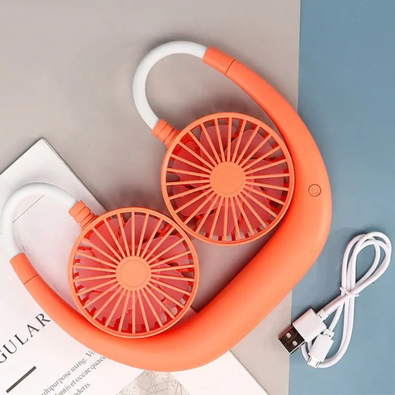 Vratu Ventilator USB Polnilne Prenosni Mini Modni Neckband Električni Dvojno Vratu Prilagodljiv Za Obraz Potovanja Urad Neckband