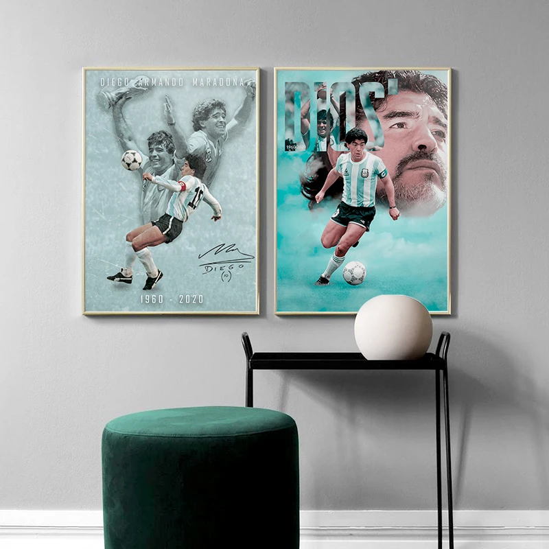 Vrh Nogometne Zvezde Maradona Plakat Wall Art Šport Nogometaš Portretno Slikarstvo Nordijska Platno, Tisk Sliko Soba Dekor Dekor