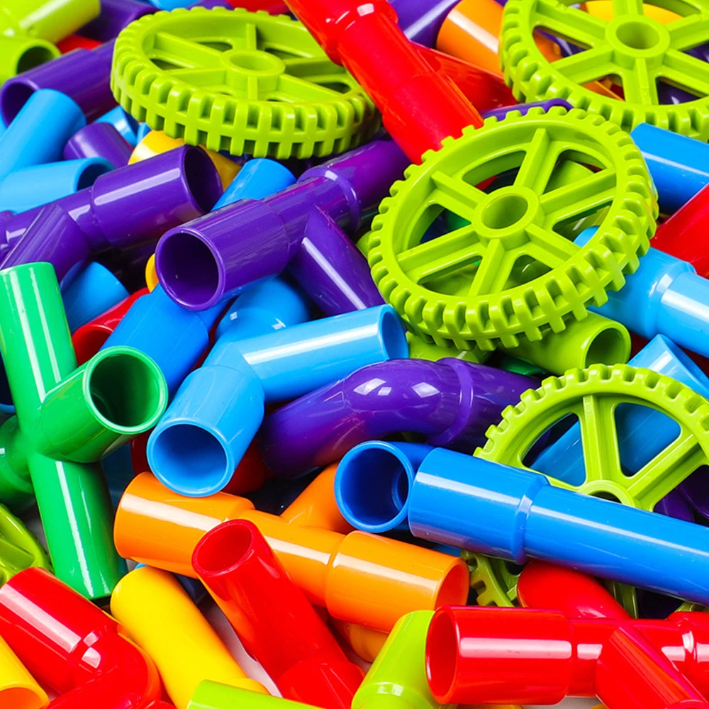 Vroče Barve Vodne Pipe gradniki Za Otroke DIY Montaža Cevovoda Predor Model Otroci Igrače Združljiv Z LegoING Bloki