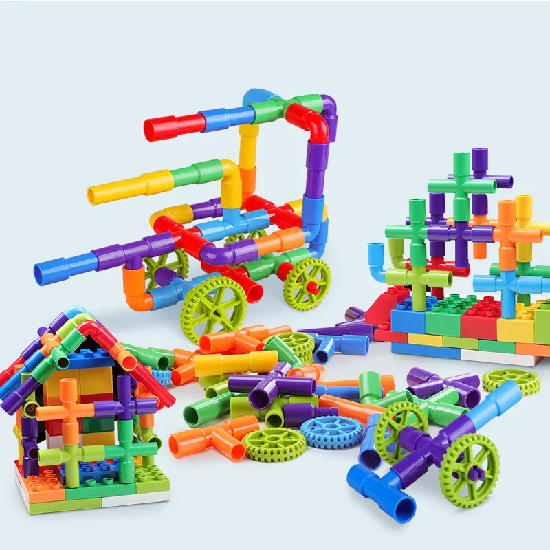 Vroče Barve Vodne Pipe gradniki Za Otroke DIY Montaža Cevovoda Predor Model Otroci Igrače Združljiv Z LegoING Bloki