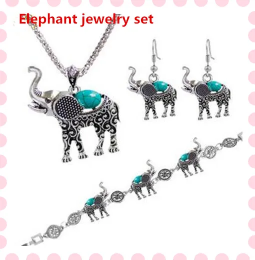 Vroče classy letniku DST slon nakit set DIY srčkan živali Slon dangles zapestnico, ogrlico smiselno 3 barve,1set,OGJS001