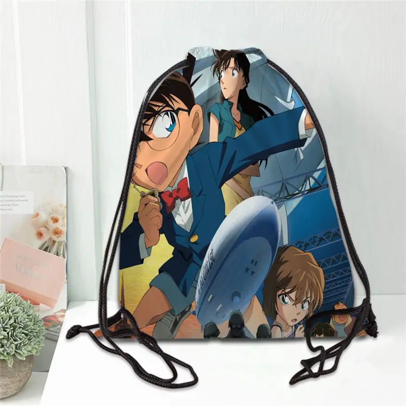 Vroče Detective Conan Natisnjeni nahrbtnik torba vrvico saten mehke čevlje, torbe za šolo po meri Logo torbe za ženske
