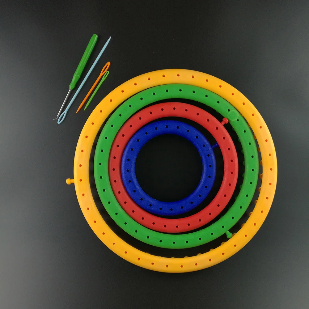 Vroče Prodaja 1 Nastavite Klasične Krog Krog Klobuk Knitter Pletenje Plesti Loom DIY Obrti Orodje Komplet 4 Velikost Z Iglo
