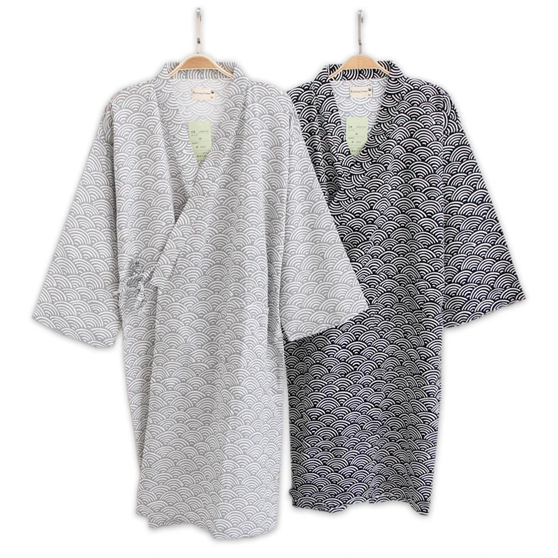 Vroče prodaje kimono plašči moške poletne Japonski dolgimi rokavi bombaž kopalni plašči priložnostne hišna obleke moške sleepwear robe