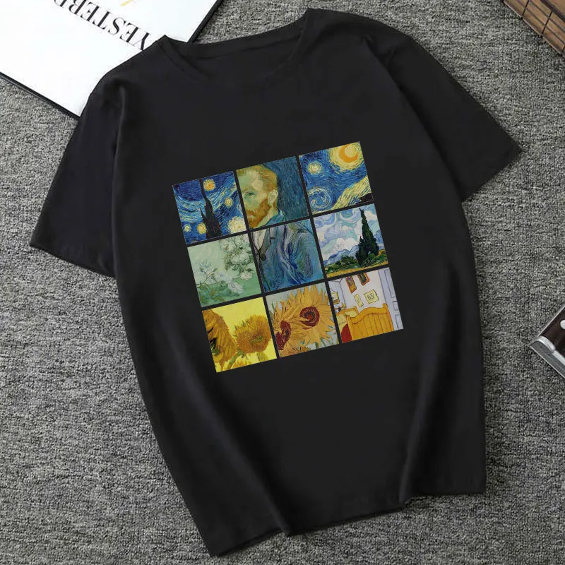 Vroče Prodaje Poletje 2019 Moda Tshirt Ženske Harajuku Letnik Van Gogh Grafični Tees Žensk O Vratu Kratek Rokav Priložnostne Ženska T-shirt majica