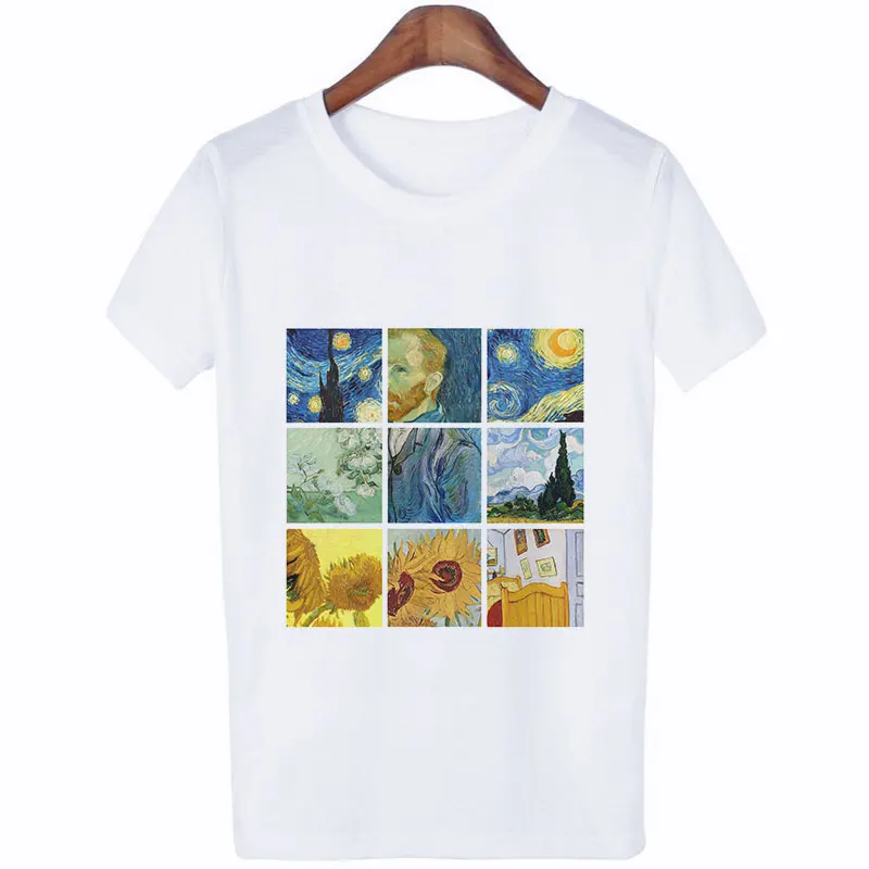Vroče Prodaje Poletje 2019 Moda Tshirt Ženske Harajuku Letnik Van Gogh Grafični Tees Žensk O Vratu Kratek Rokav Priložnostne Ženska T-shirt majica