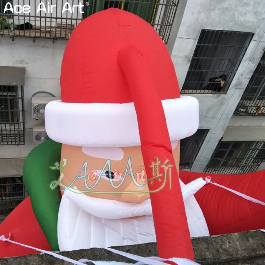 Vroče prodajo 4m H Božič napihljivi okraski,napihljivi Božič Plezalni Božiček z logo za promocijo