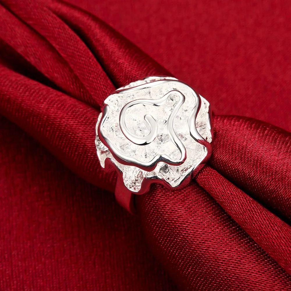 Vroče Prodajo 925 Sterling Srebro Elegantno Rose Cvet Ženske Obroči Modni Nakit Za Ženske Valentinovo Darila