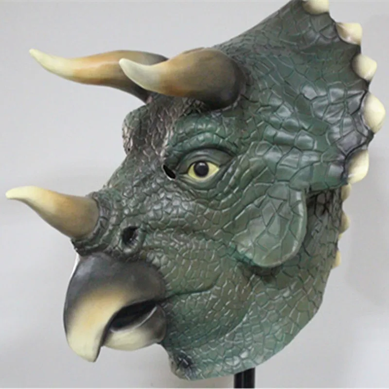 Vroče prodajo Okolju prijaznih Odraslih velikost realne latex Dinozaver Glavo, Masko Triceratops Polno Glavo Deluxe Halloween Kostum Stranka