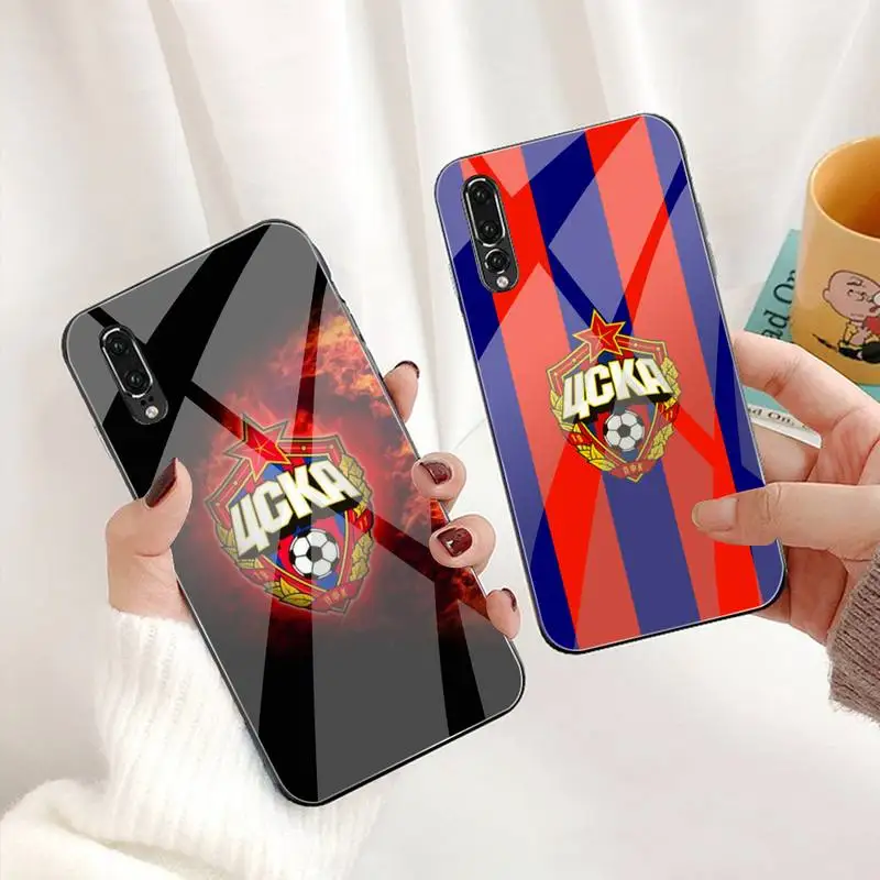Vroče Rusija PFC CSKA Moskva logotip Telefon Primeru Kaljeno Steklo Za Huawei P30 P20 P10 lite čast, 7A, 8 X 9 10 mate 20 Pro