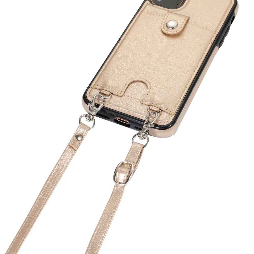 Vrvica za opaljivanje tega Ogrlica Verige Usnje Primeru Telefon za iPhone mini 12 11 Pro Max XR X XS Max 7 8 Plus Pašček Kabel Vrv z Denarnico Pokrov