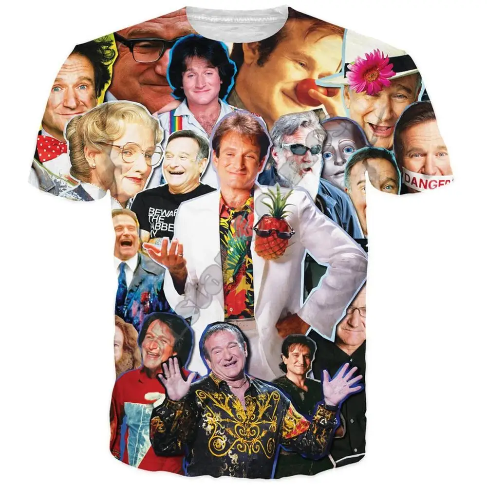 Vse zvezde Kolaž Modni T-Shirt 3D Vsem Natisnjeno Robin Williams / Jaden Smith Paparazzi T-Shirt Unisex Harajuku poletje vrhovi