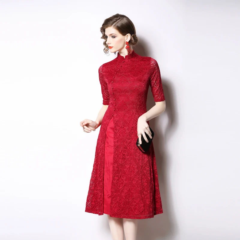 Vzletno-pristajalne steze Obleko 2019 kakovosti Očesa Vezenine, čipke Cvetove Ženske letnik elegantno jacquardske Obleke iz votlih