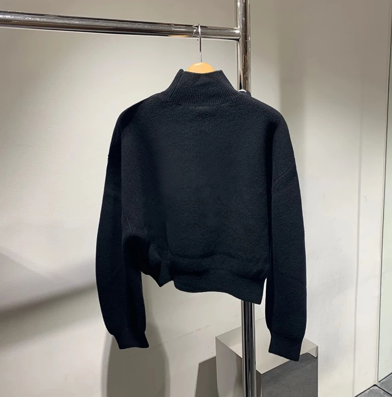 Vzletno-pristajalne steze oblikovalci turtleneck dolg rokav pleteni pulover ženske 2020 jeseni, pozimi prevelik black plesti potegnite femme hiver