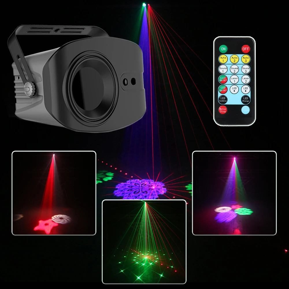 Vzorci RGB Laser Projektor Luč Disco DJ Luči Stranka Razsvetljavo Fazi Učinek Lučka Zvok Vključen Strobe Par Svetloba, Bliskavica