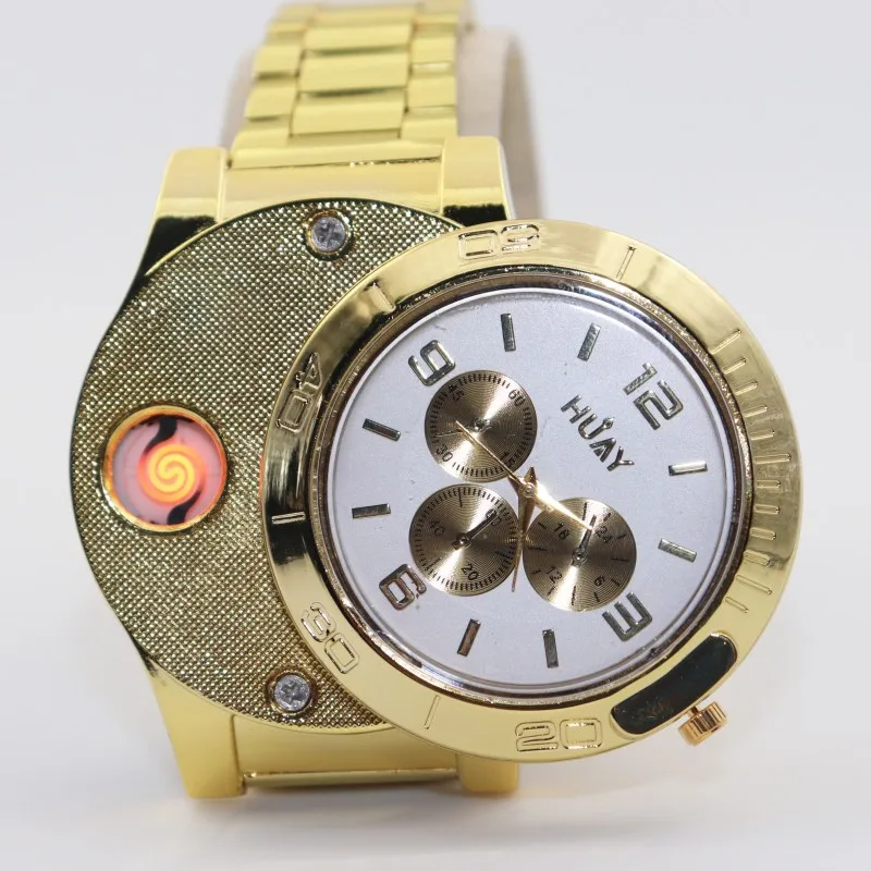 Vžigalnik za cigarete Watch Moških Quartz ure Moda šport ure iz nerjavečega jekla, trak Lažji USB polnjenje moške, darilo F780 1pcs