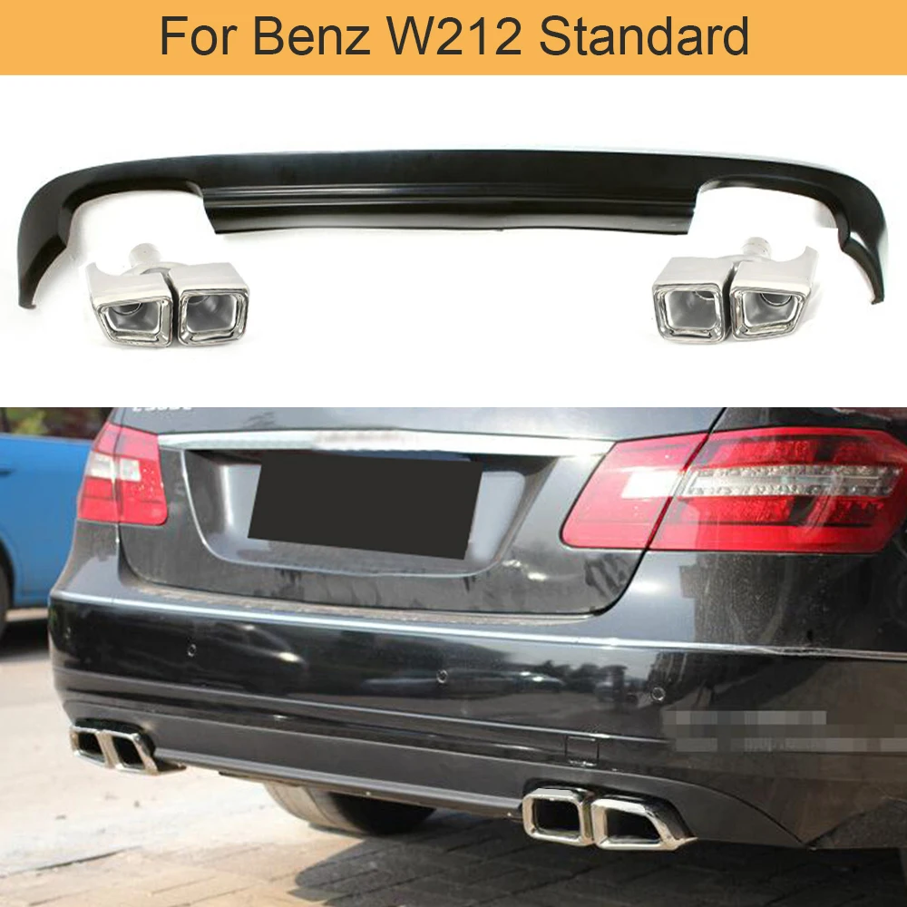 W212 Black PU Avto Auto Zadnji Odbijač za Ustnice Difuzor za Mercedes Benz W212 Standard 2010 - 2013, ki Niso za AMG Zadnji Lip Izpušnih Nasveti