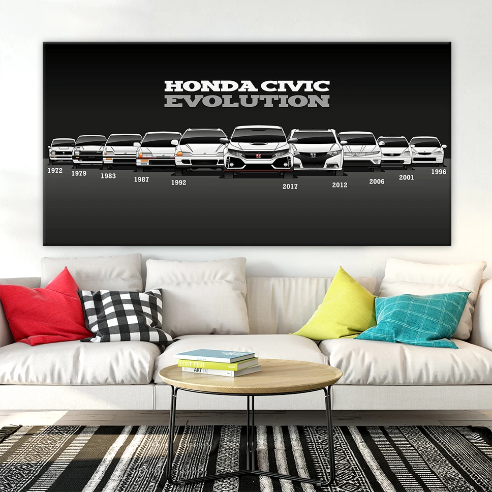 Wall Art Modular Slika 1 kosov Plakatov Platno HD Natisnjeni Retro Honda CIVIC Avto Slikarstvo Sodobne Dom Dekoracijo dnevne Sobe