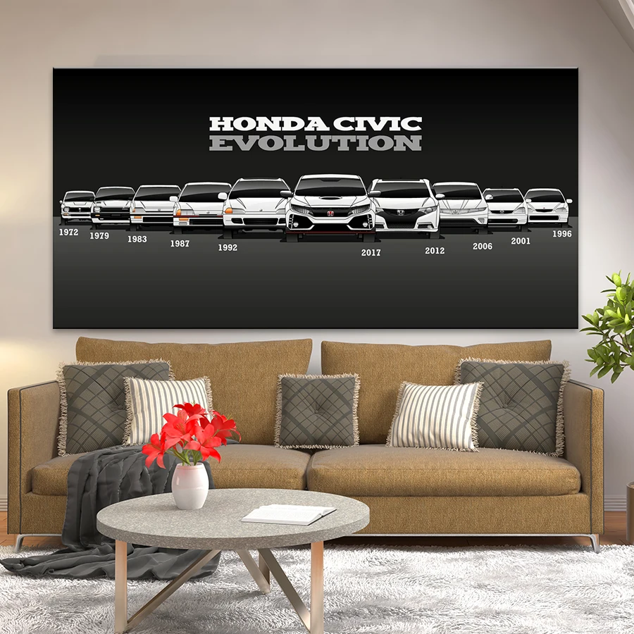 Wall Art Modular Slika 1 kosov Plakatov Platno HD Natisnjeni Retro Honda CIVIC Avto Slikarstvo Sodobne Dom Dekoracijo dnevne Sobe