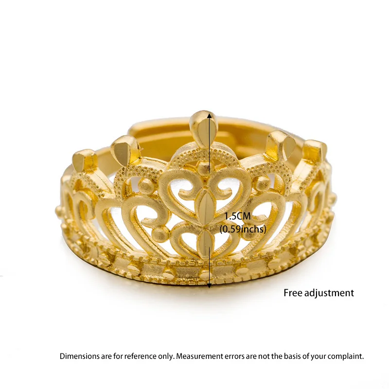 Wando Trendy Prekrita 24K Gold Multi obliko Poroke Krono obliko Zlata Barva Nevesta Obroči Za Moške, Ženske, Nakit Darila
