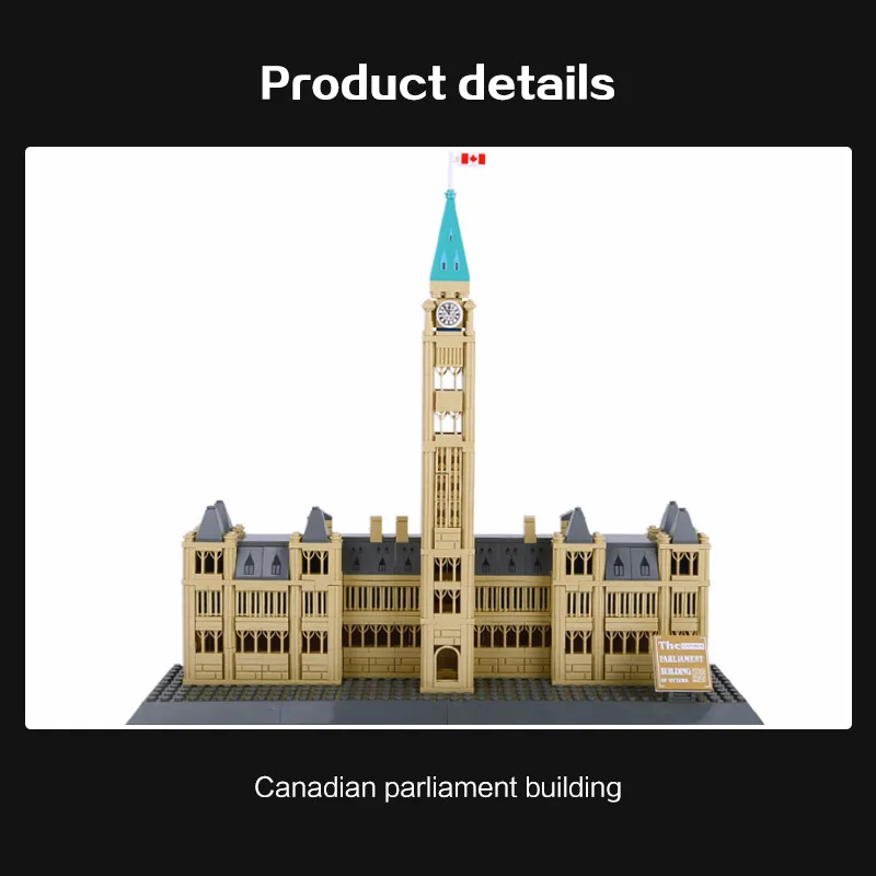 WANGE 608Pcs Svetovno Znane Arhitekture Stavbe, Bloki Kanadski Parlament je Model Zgradbe Gradnje Opeke Otroci Igrače Darilo