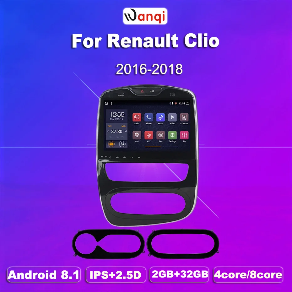 Wanqi 10.1 inch Android 8.1 Avto GPS Navigacija Radio Enota Predvajalnik za 2016-2018 Renault Clio Digitalni/Analogni podporo OBD2