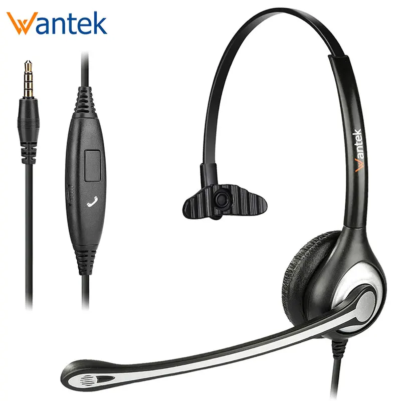 Wantek A600J35 Mono Slušalke z Mikrofonom 3.5 mm Jack Žično Mobilni Telefon, Slušalke za iPhone, Samsung Huawei Xiaomi Mobilnih Telefonov