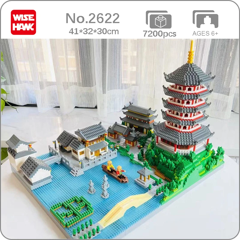 Weagle 2622 Svetu Arhitekture, Zahodu Jezera Stolp Tempelj Pagoda Ladje 3D Mini Diamond Bloki, Opeke Stavbe Igrača za Otroke, št Polje