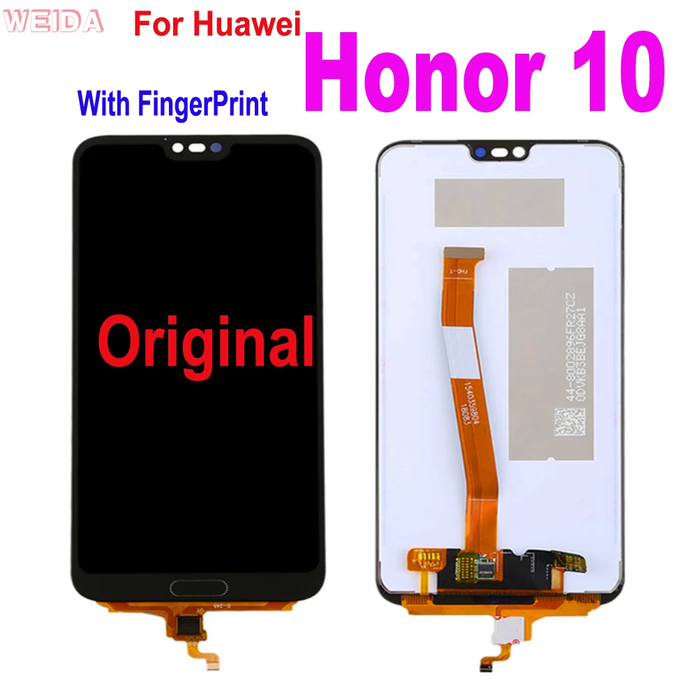 WEIDA Original LCD Za HUAWEI Honor 10 Zaslon na Dotik Okvir Za Huawei Honor 10 LCD-Zaslon Na Col-L29 S čitalcem Prstnih