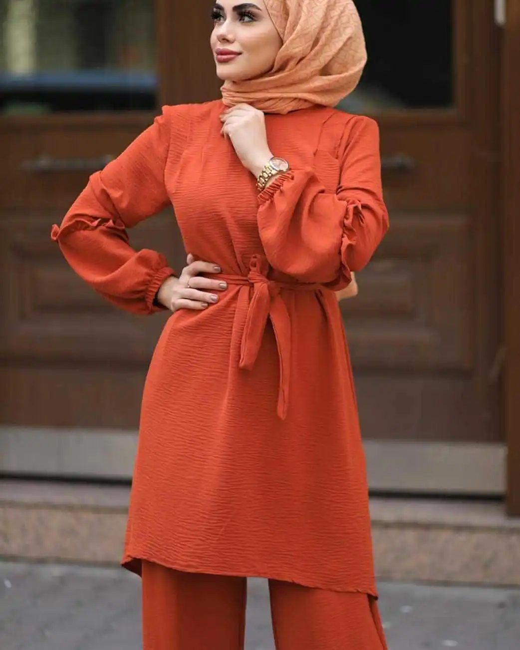 Wepbel Islamci Ženske Obleke Muslimanskih Žensk, ki bo Ustrezala Arabski Svoboden Hujšanje Velikosti Dolg Rokav Dolgo Vrhovi Bluzo + Hlače Robe