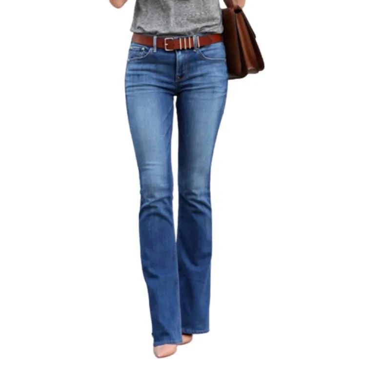WEPBEL Jeans ženska Moda Barva Beljen Oprati Kavbojke Pomlad Jesen Priložnostne Mid-Pas Traper Hlače Flare