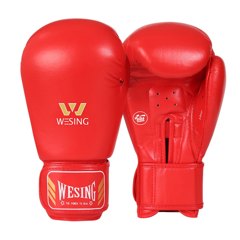 Wesing AIBA, Odobrene Boksarske Rokavice za Konkurenco Modra Rdeča Boj Kickbox Rokavice brez prstov Guantes De Boxe 12 OZ