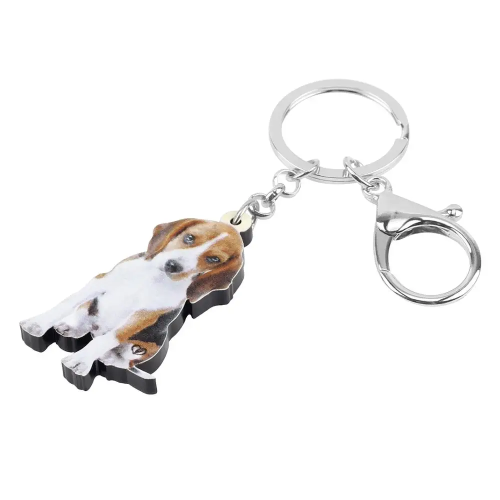WEVENI Akril Lep Beagles Pes Keychains Key Ring Sladke Hišne Živali, Ključnih Verige Nakit Za Ženske, Otroci, Fantje Darilo za Rojstni dan