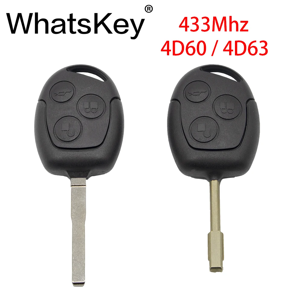 WhatsKey 433Mhz 4D60 4D63 Čip 3 Gumb za Daljinsko Avto Ključ Za Ford Focus 2 Fiesta Fuzija C-Max Za Mondeo 3 Galaxy C S Max Max