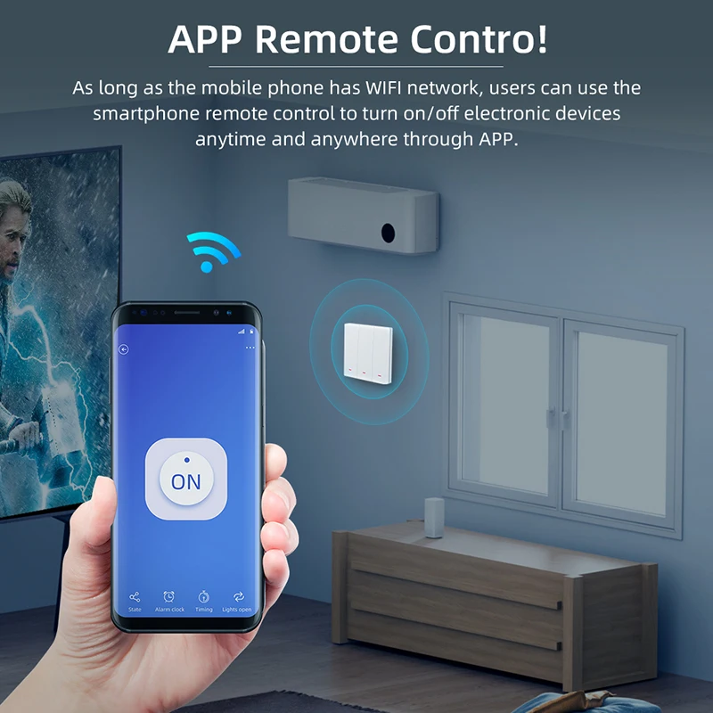 WiFi+RF Smart Stikalo Potisnite Gumb Stenske Luči Stikalo za Daljinski upravljalnik S samosprožilcem, Alexa in Google Doma Glasovni Nadzor