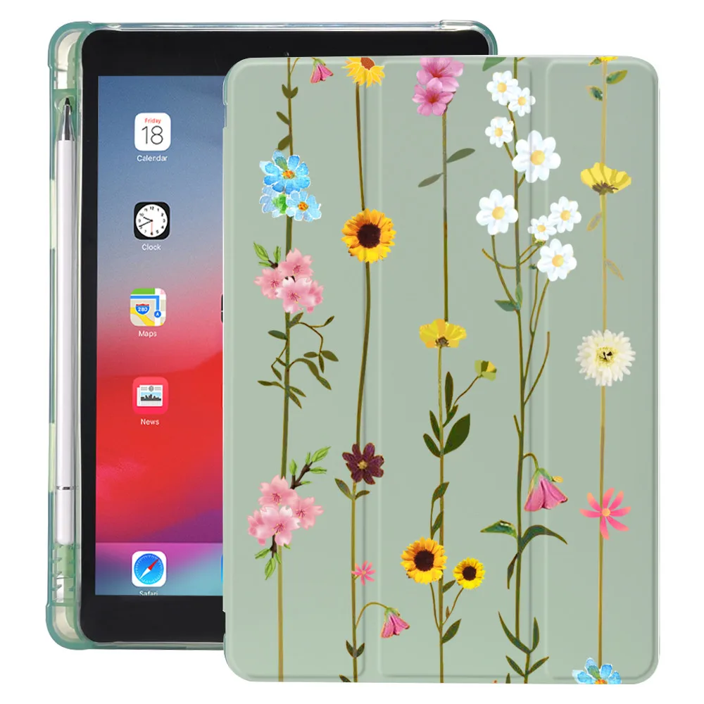 Wildflowers Za Zrak 4 Silikona Primeru iPad Pro 2020 10.5 z Svinčnik Imetnik 10.2-inch 8. Generacije 7. 12,9 Pro 2018 Mini