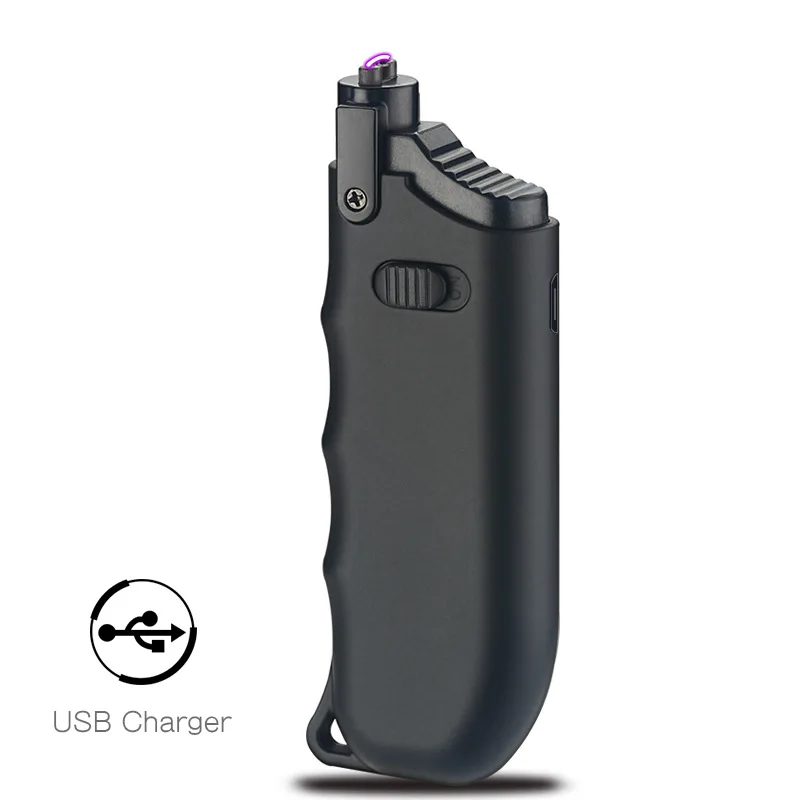 Windproof USB Lok Lažji Plazme Brezplamensko za Polnjenje Električni Vžigalnik za Cigarete Sveča z Power LED Zaslon